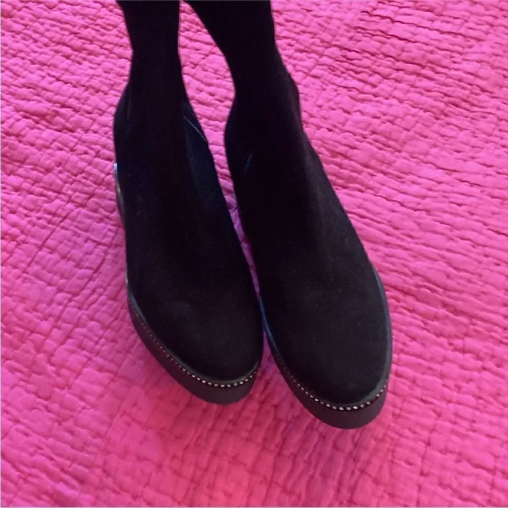 Baldinini Elegant Black over knee genuine suede Boots, US8